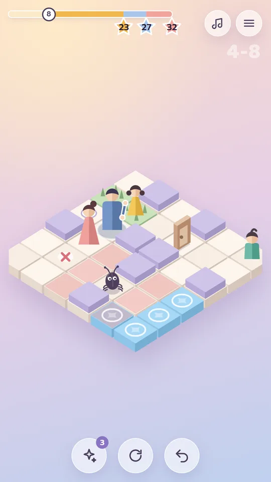 The whole family on a board with a door and a bug